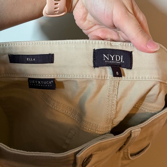 NYDJ | Ella Denim Shorts With Side Slits in Beige Size 8 - Picture 4 of 8
